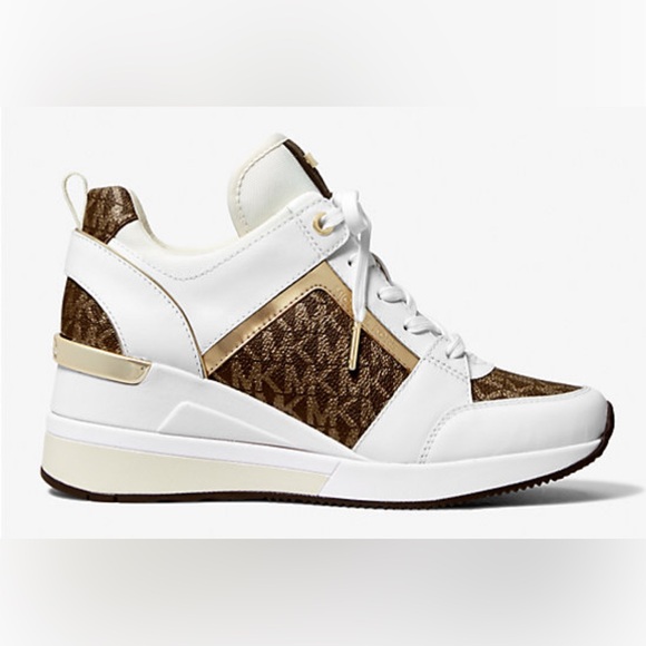 MICHAEL MICHAEL KORS Metallic Logo And Leather Trainers. Size (10). - Picture 10 of 10